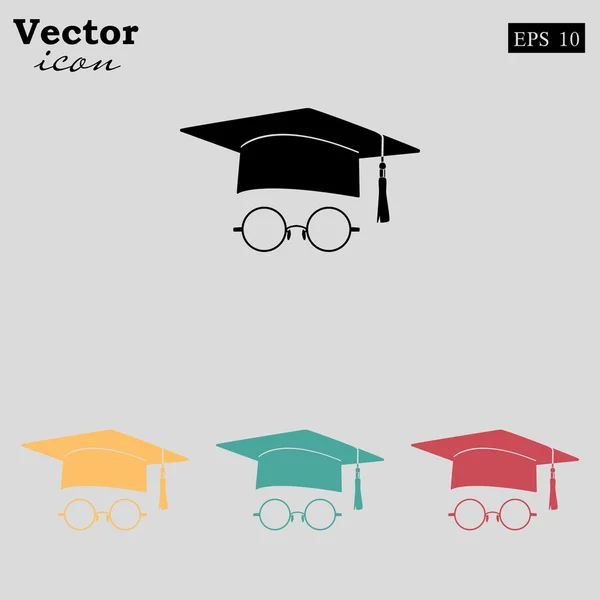 Estudante chapéu e óculos ícone —  Vetores de Stock