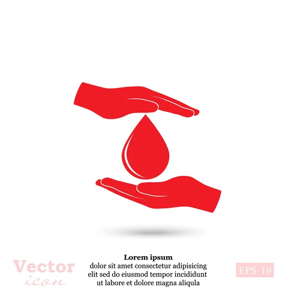 Water drop in hands icon — Stock Vector