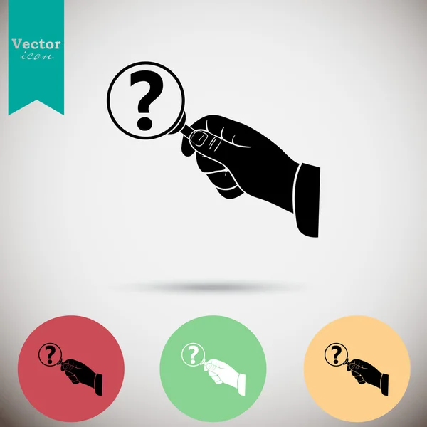 Mano con iconos signo de interrogación — Vector de stock