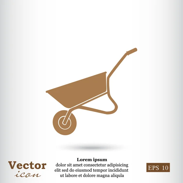 Construcción o jardinería icono carretilla — Vector de stock