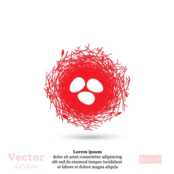 Huevos en el icono del nido — Vector de stock