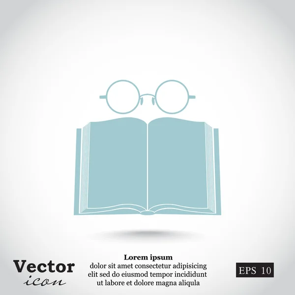 Libro y gafas icono — Vector de stock