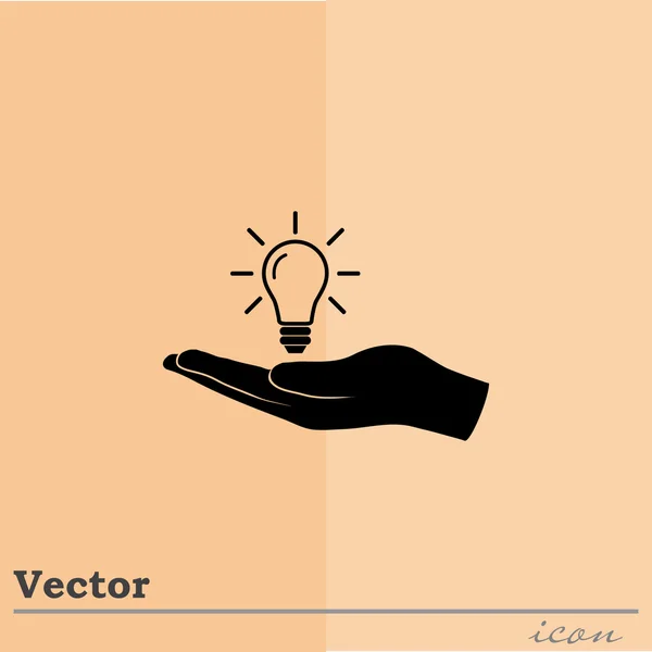Icono de la bombilla de mano — Vector de stock
