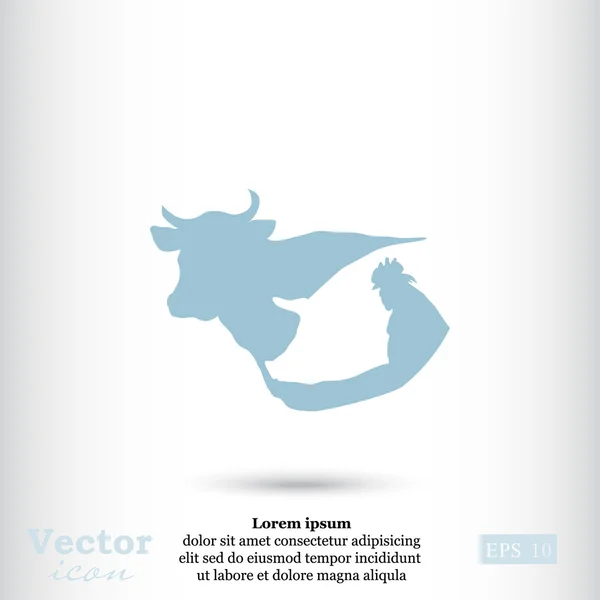 Vache, porc, icône de poulet — Image vectorielle