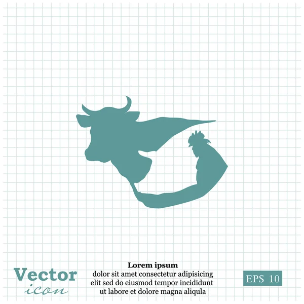 Vaca, porco, ícone de frango — Vetor de Stock