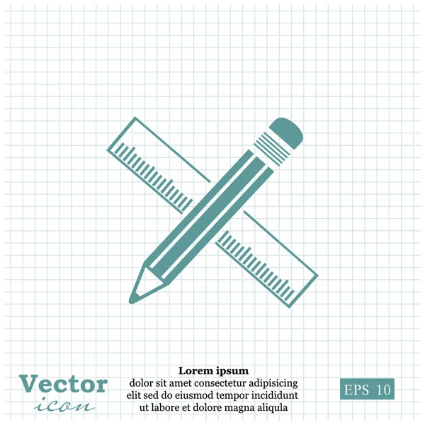 Ícone de lápis e régua — Vetor de Stock