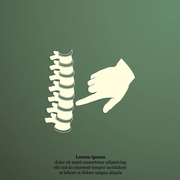 Mão médico e ícone da coluna humana — Vetor de Stock