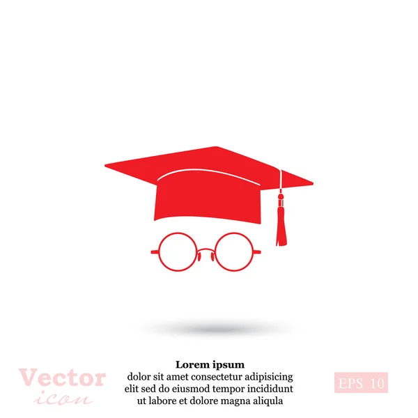 Chapeau étudiant et icône de lunettes — Image vectorielle