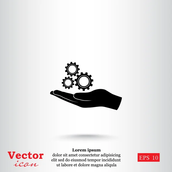 Hand som håller kugghjul ikonen — Stock vektor