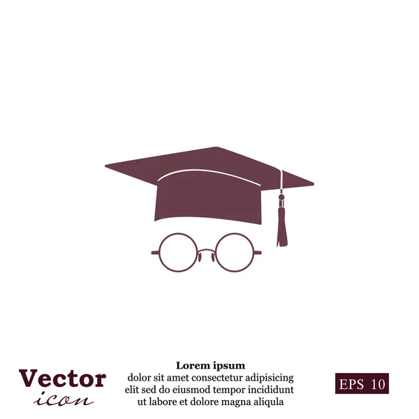 Sombrero de estudiante y gafas icono — Vector de stock