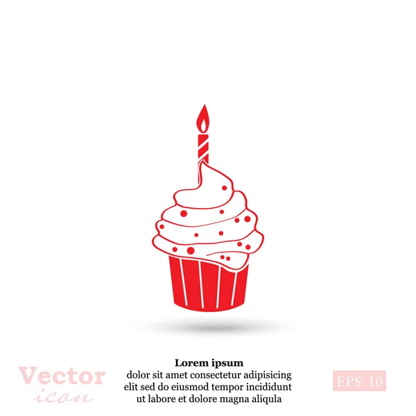 Икона "Кекс в день рождения" — стоковый вектор
