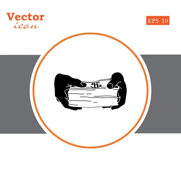 Ruce držící peníze ikonu — Stockový vektor
