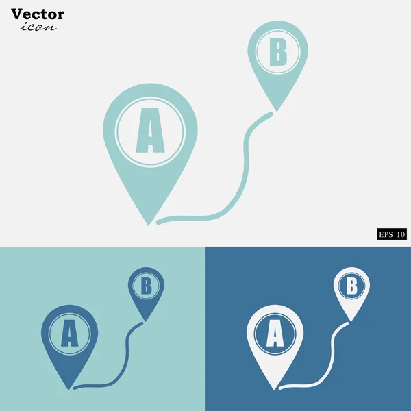 Itinéraire sur la carte icônes ensemble — Image vectorielle