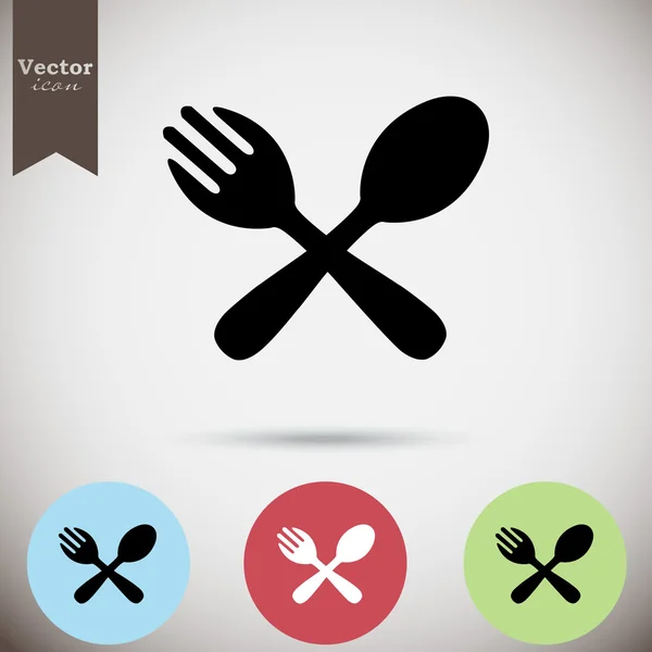 Conjunto de iconos de cuchara y tenedor — Archivo Imágenes Vectoriales