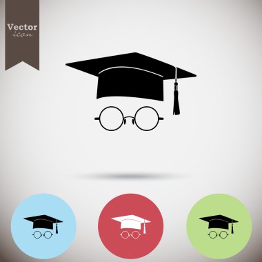 student hat and glasses icon clipart