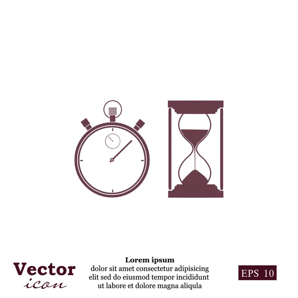 Reloj de arena y cronómetro icono — Vector de stock