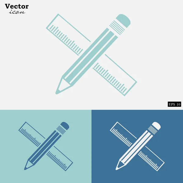 Crayon et règle icônes ensemble — Image vectorielle