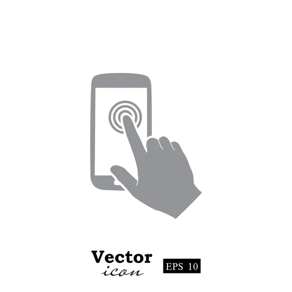 Hand på pekskärm smartphone ikonen — Stock vektor