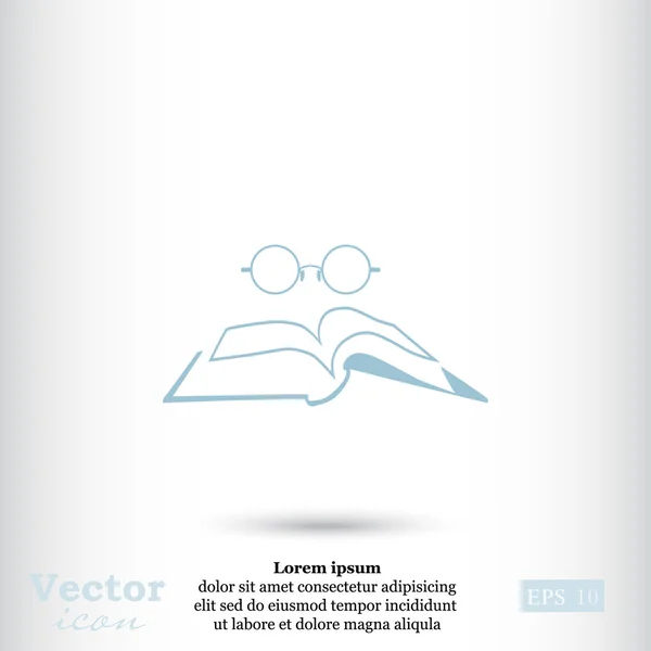 Libro y gafas icono — Vector de stock