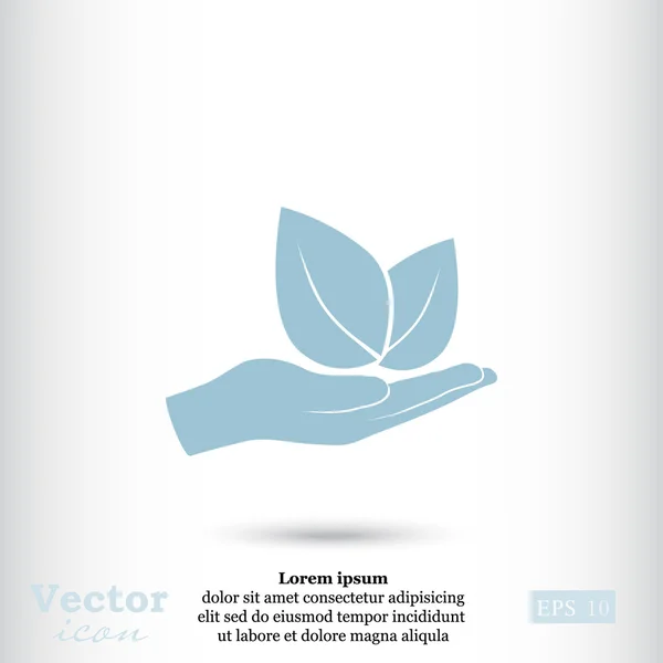 Main tenant feuilles icône — Image vectorielle