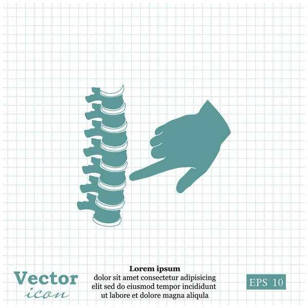 Main de médecin et icône de colonne vertébrale humaine — Image vectorielle