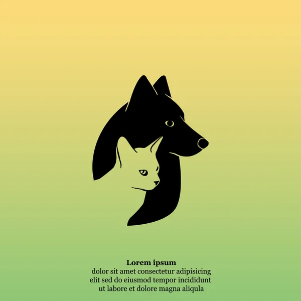 Logo icona gatto e cane — Vettoriale Stock