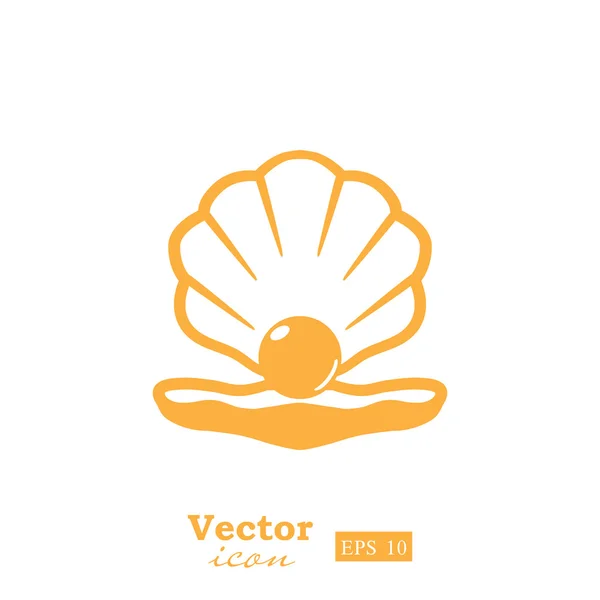 Perla en icono de concha — Vector de stock