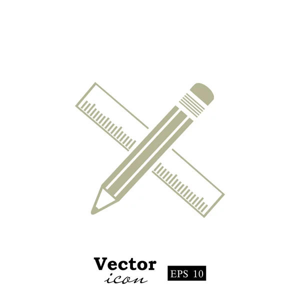 Lápiz y regla icono — Vector de stock