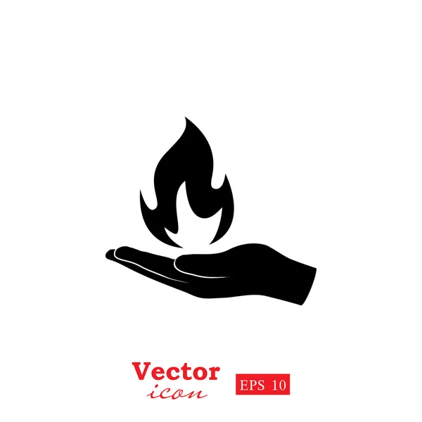 Hand holding fire icon — Stock Vector