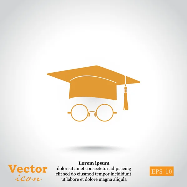 Chapeau étudiant et icône de lunettes — Image vectorielle