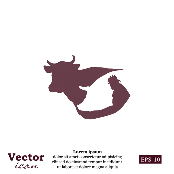 Vache, porc, icône de poulet — Image vectorielle