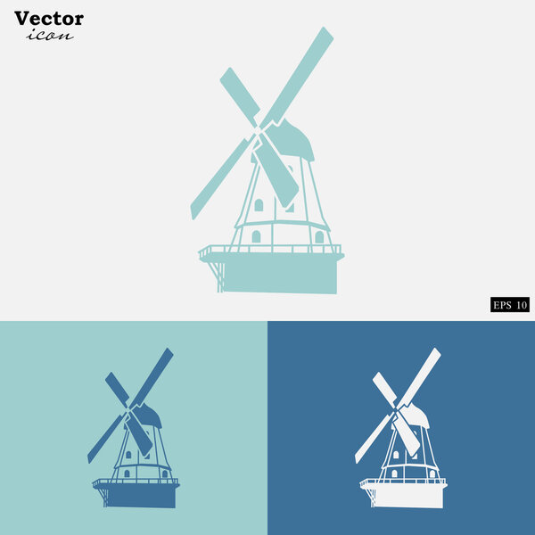 traditional farm windmill icons set