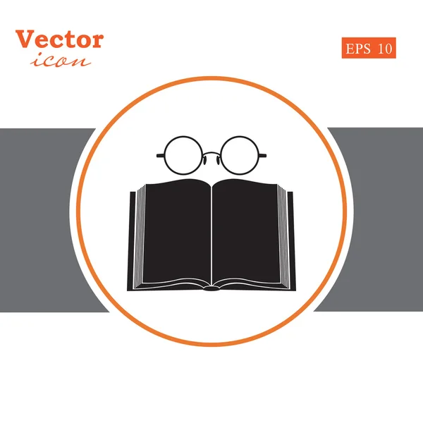 Ikona knihy a brýle — Stockový vektor