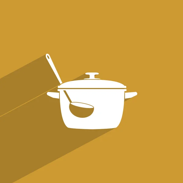 Olla de cocción y cucharón icono — Archivo Imágenes Vectoriales