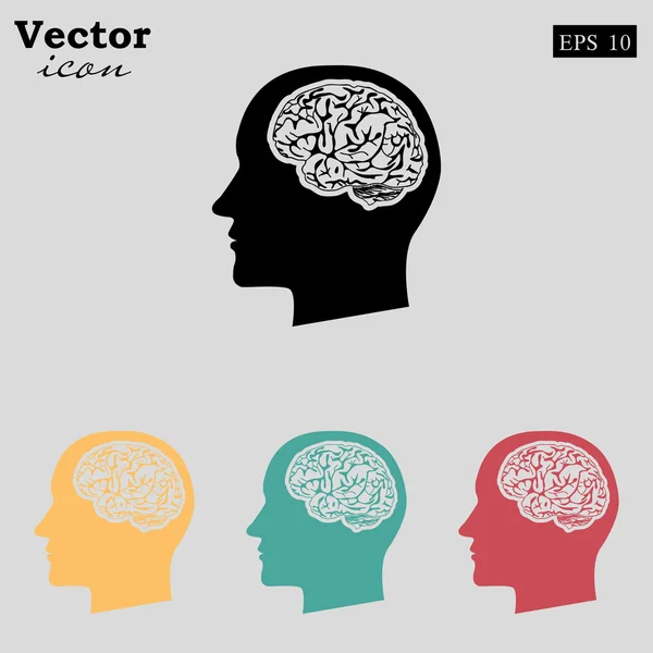 Kopf mit Gehirn-Symbol — Stockvektor