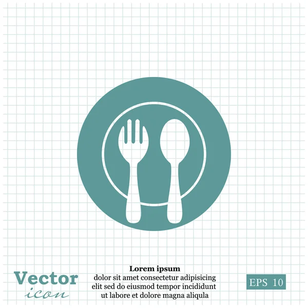 Almoço, garfo, ícone de prato de colher — Vetor de Stock