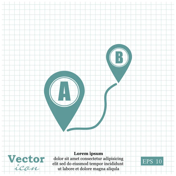 Itinéraire sur l'icône de carte — Image vectorielle