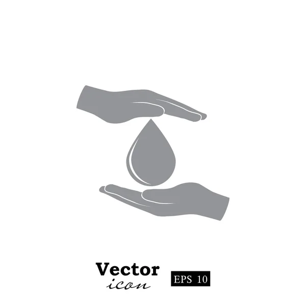 Water drop in hands icon — Stock Vector