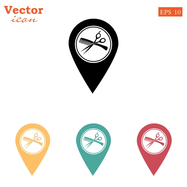 Peluquería ubicación del salón iconos conjunto — Vector de stock
