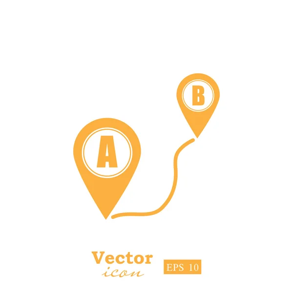 Ruta en el icono de mapa — Vector de stock