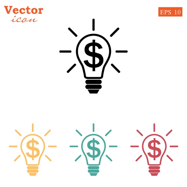 Bombilla y signo de dólar icono — Vector de stock