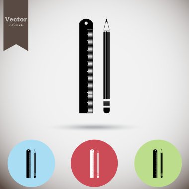 kalem ve cetvel Icons set