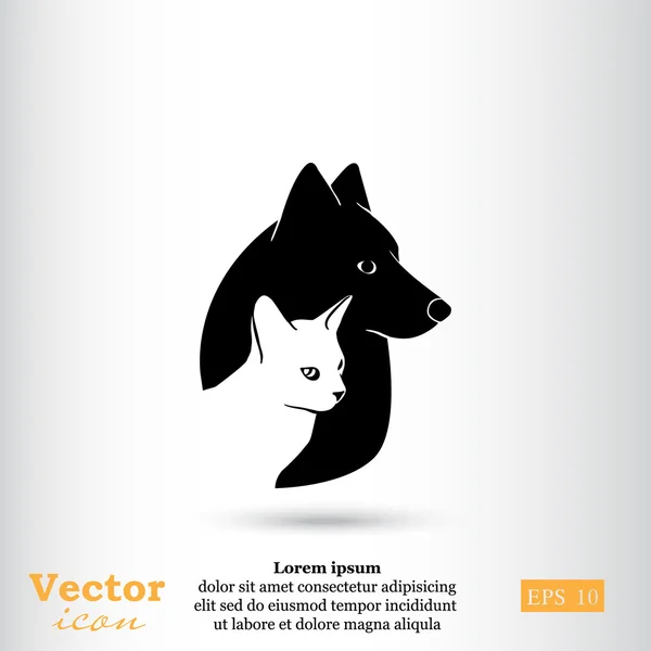 Logotipo do ícone de gato e cão — Vetor de Stock