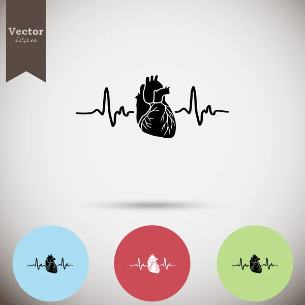 Ikon elektrokardiogram jantung ditata - Stok Vektor