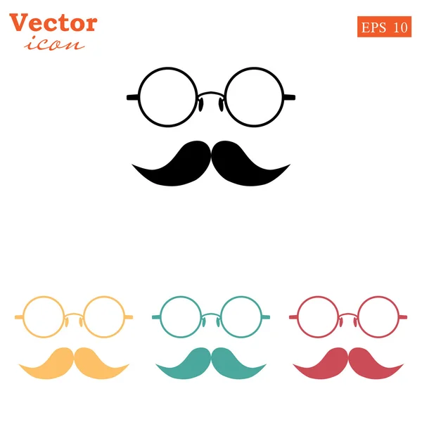 Icono de bigote y gafas — Vector de stock