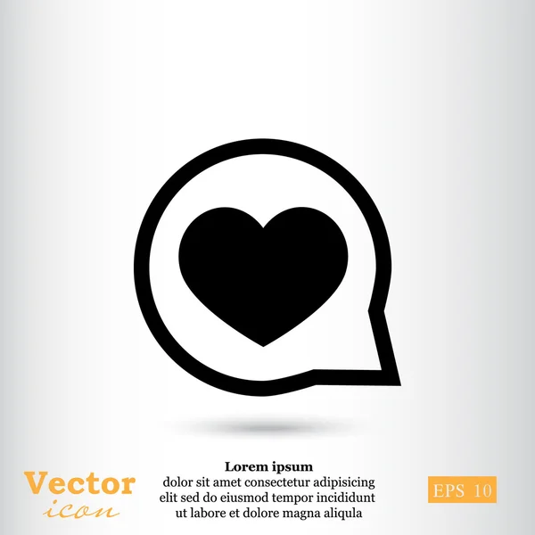 Corazón en el icono de la burbuja del habla — Vector de stock