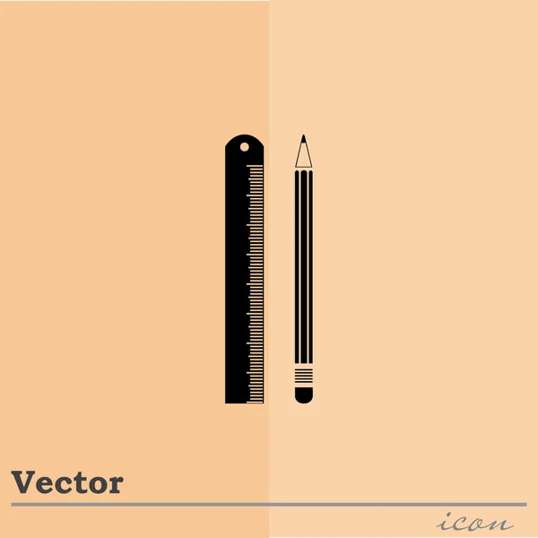 Pencil and ruler icon — Stock Vector