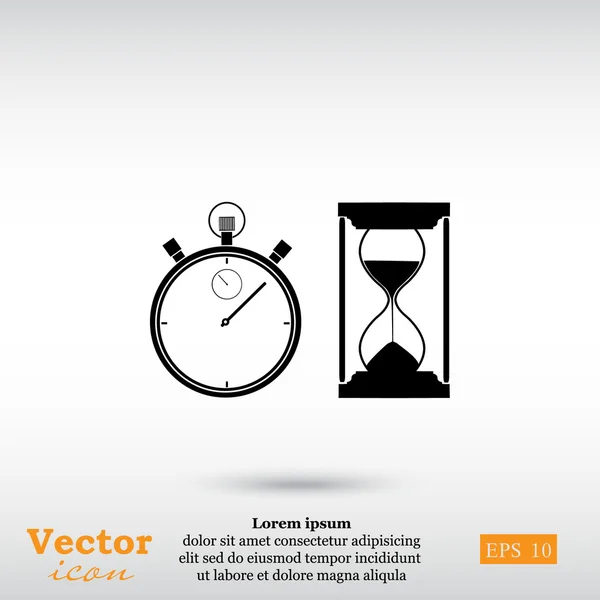 Reloj de arena y cronómetro icono — Vector de stock