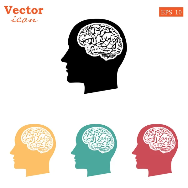 Hlava s ikonou mozku — Stockový vektor