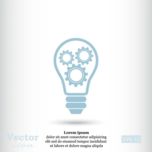 Lâmpada com roda de engrenagem ícone —  Vetores de Stock